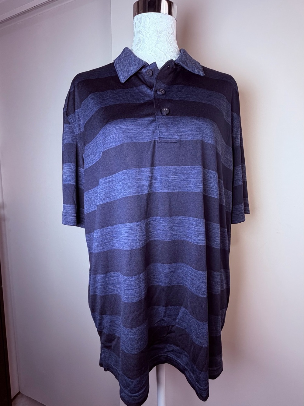 George Men's Striped Polo - Navy and Black